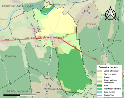 Carte en couleurs présentant l'occupation des sols.