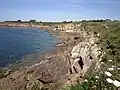 Le GR 34 et les falaises entre la Pointe Saint-Mathieu (en Plougonvelin) et la Pointe de Penzer (en Le Conquet).