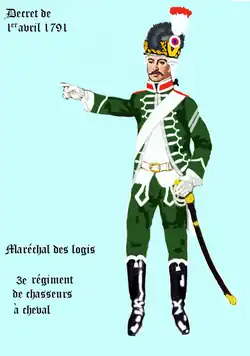 3e&nbsp;régiment de chasseurs à cheval par décret de 1791.