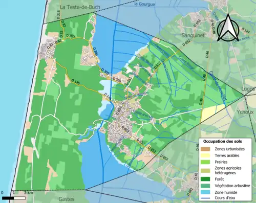 Carte en couleurs présentant l'occupation des sols.