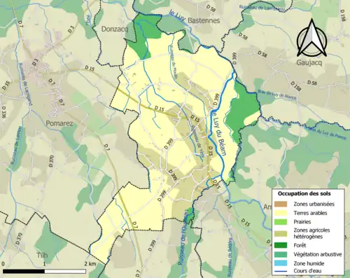 Carte en couleurs présentant l'occupation des sols.