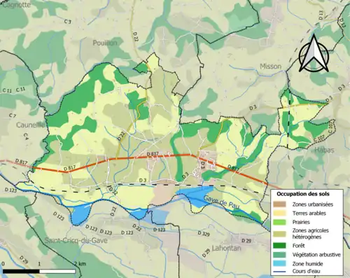 Carte en couleurs présentant l'occupation des sols.