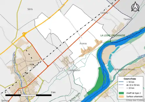 Carte des ZNIEFF de type 2 localisées dans la commune.