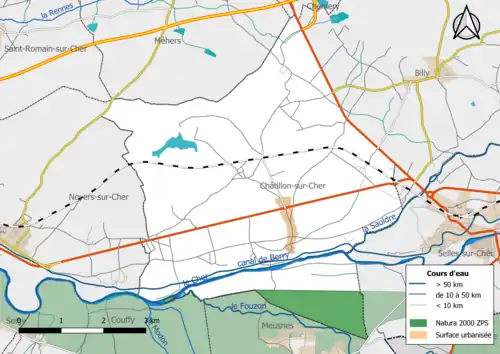 Carte de la zone Natura 2000 de type ZPS localisée dans la commune.