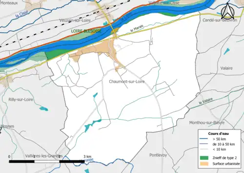 Carte des ZNIEFF de type 2 localisées dans la commune.
