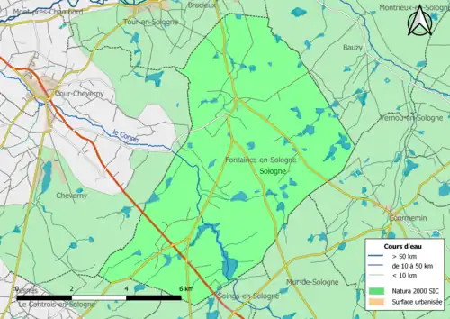 Carte de la zone Natura 2000 de type SIC localisée dans la commune.