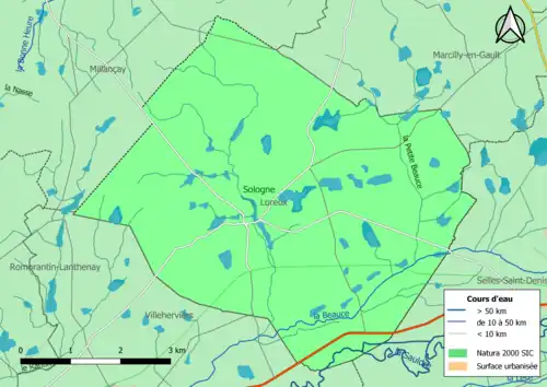 Carte de la zone Natura 2000 de type SIC localisée dans la commune.