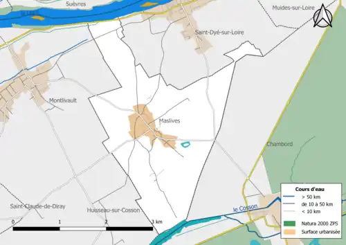 Carte de la zone Natura 2000 de type ZPS localisée dans la commune.