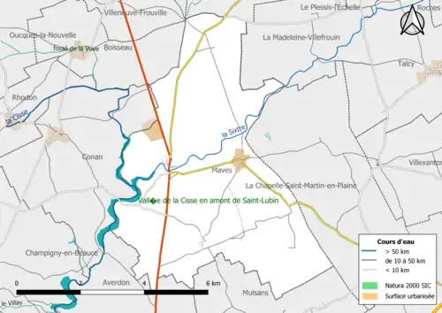 Carte de la zone Natura 2000 de type SIC localisée dans la commune.
