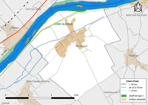 Carte des ZNIEFF de type 2 localisées dans la commune.