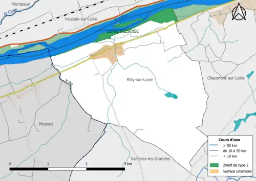 Carte des ZNIEFF de type 2 localisées dans la commune.