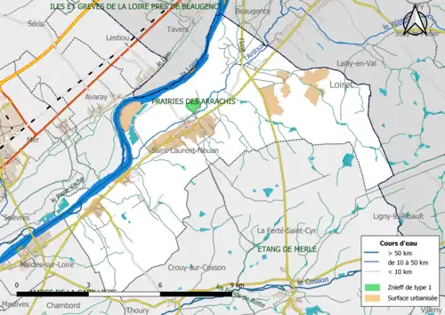Carte des ZNIEFF de type 1 localisées dans la commune.