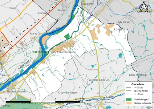 Carte des ZNIEFF de type 2 localisées dans la commune.