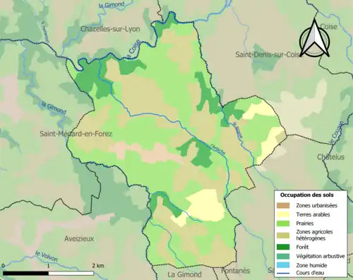Carte en couleurs présentant l'occupation des sols.