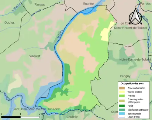 Carte en couleurs présentant l'occupation des sols.