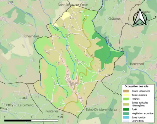 Carte en couleurs présentant l'occupation des sols.