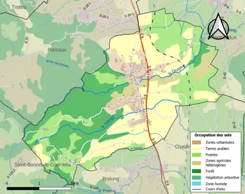 Carte en couleurs présentant l'occupation des sols.
