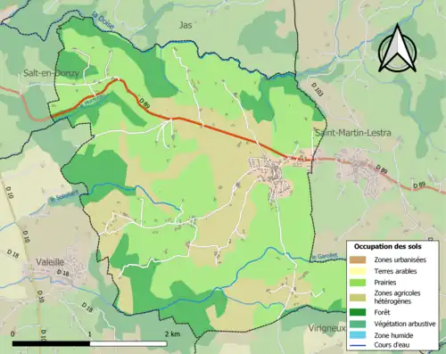 Carte en couleurs présentant l'occupation des sols.
