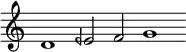 \relative c' { \cadenzaOn \omit Staff.TimeSignature \tempo 1 = 90 \set Score.tempoHideNote = ##t d1 eeh2 f g1 }