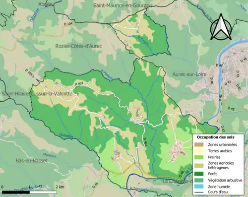 Carte en couleurs présentant l'occupation des sols.