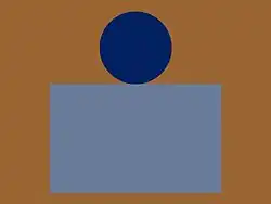 Rectangle gris surmonté d'un cercle bleu