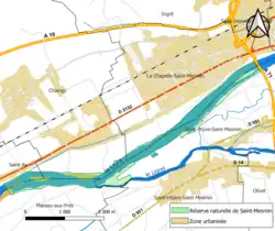 Carte en couleurs du périmètre de la réserve naturelle, englobant plusieurs communes.