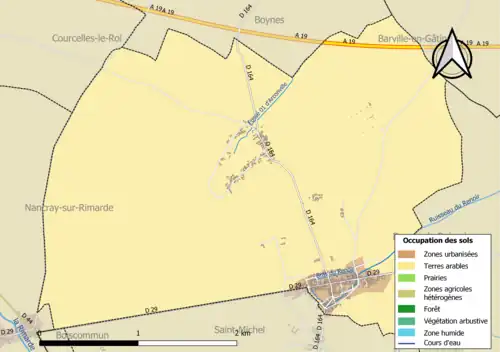 Carte des infrastructures et de l'occupation des sols en 2018 (CLC) de la commune en 2018.