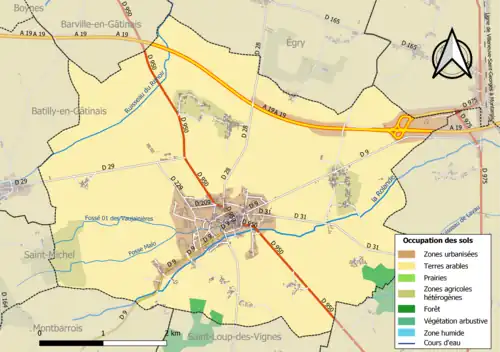 Carte des infrastructures et de l'occupation des sols en 2018 (CLC) de la commune en 2018.
