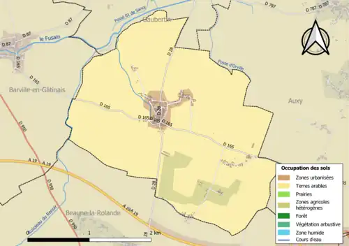 Carte des infrastructures et de l'occupation des sols de la commune en 2018 (CLC).