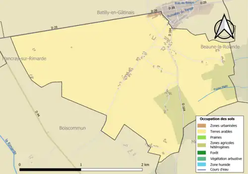 Carte des infrastructures et de l'occupation des sols de la commune en 2018 (CLC).