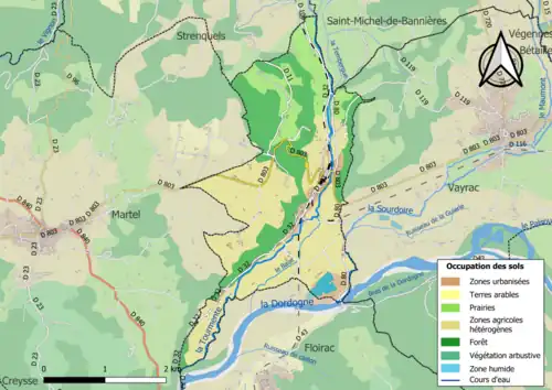 Carte en couleurs présentant l'occupation des sols.