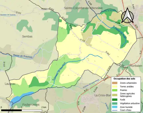Carte en couleurs présentant l'occupation des sols.