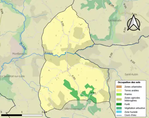 Carte en couleurs présentant l'occupation des sols.