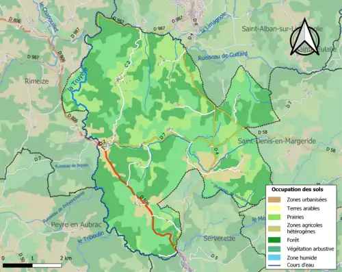 Carte en couleurs présentant l'occupation des sols.