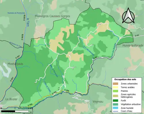 Carte en couleurs présentant l'occupation des sols.