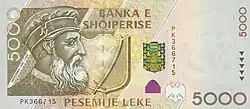 Billet de 5&nbsp;000&nbsp;leks.