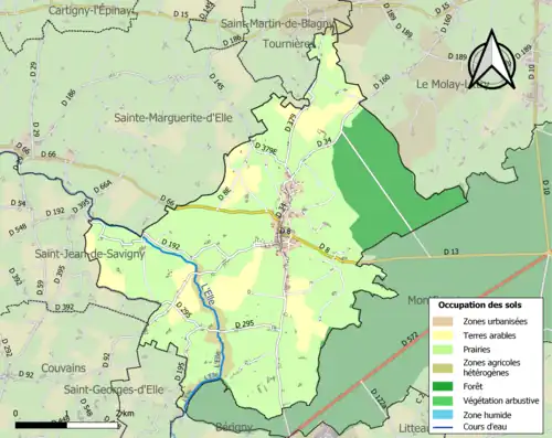 Carte en couleurs présentant l'occupation des sols.