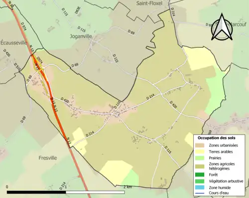Carte en couleurs présentant l'occupation des sols.