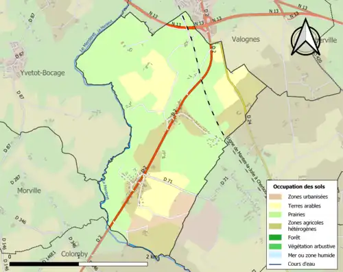 Carte en couleurs présentant l'occupation des sols