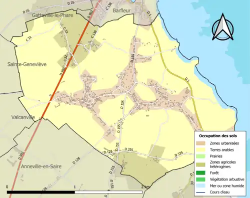 Carte en couleurs présentant l'occupation des sols.