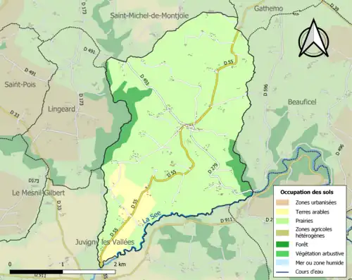 Carte en couleurs présentant l'occupation des sols.