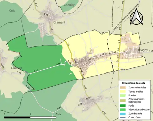 Carte en couleurs présentant l'occupation des sols.