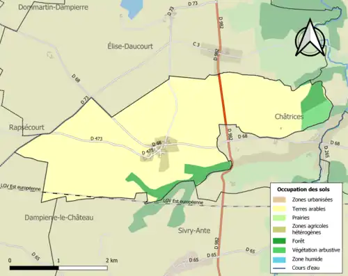 Carte en couleurs présentant l'occupation des sols.