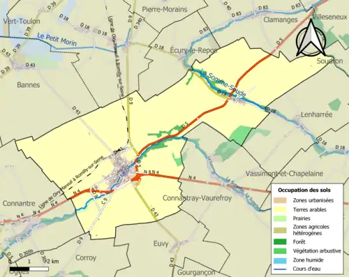 Carte en couleurs présentant l'occupation des sols.