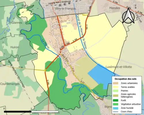 Carte en couleurs présentant l'occupation des sols.