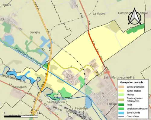 Carte en couleurs présentant l'occupation des sols.