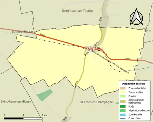 Carte en couleurs présentant l'occupation des sols.