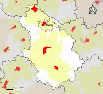 Localisation de l'aire d'attraction de Joinville dans le département de la Haute-Marne.
