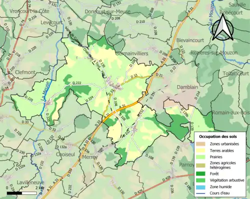 Carte en couleurs présentant l'occupation des sols.