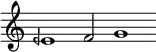 \relative c' { \cadenzaOn \omit Staff.TimeSignature \tempo 1 = 90 \set Score.tempoHideNote = ##t eeh1 f2 g1 }